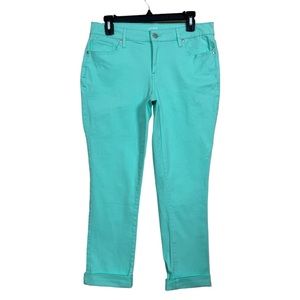 Crown & Ivy Belk Turquoise Blue/Green Cropped Jeans Size 6